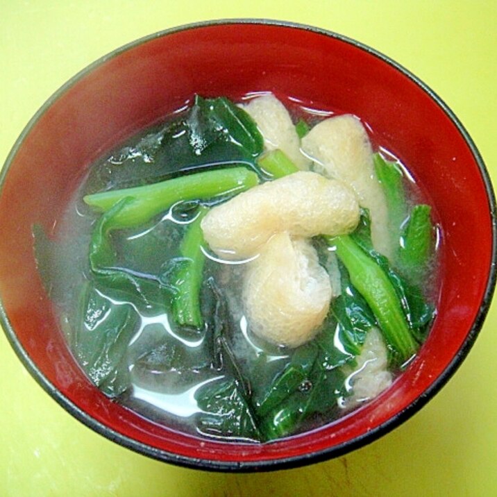 菜の花と油揚わかめの味噌汁